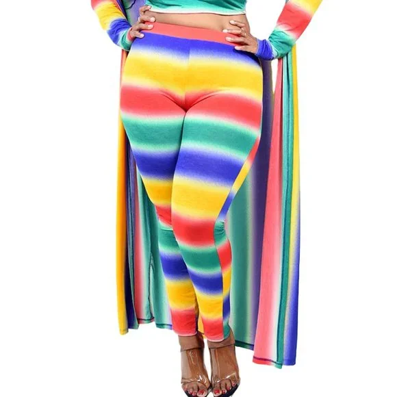 (Brand New) Plus Size Leggings Set Clothing Pants Bottoms Crop Top Cardigan 3 - Picture 4 of 4